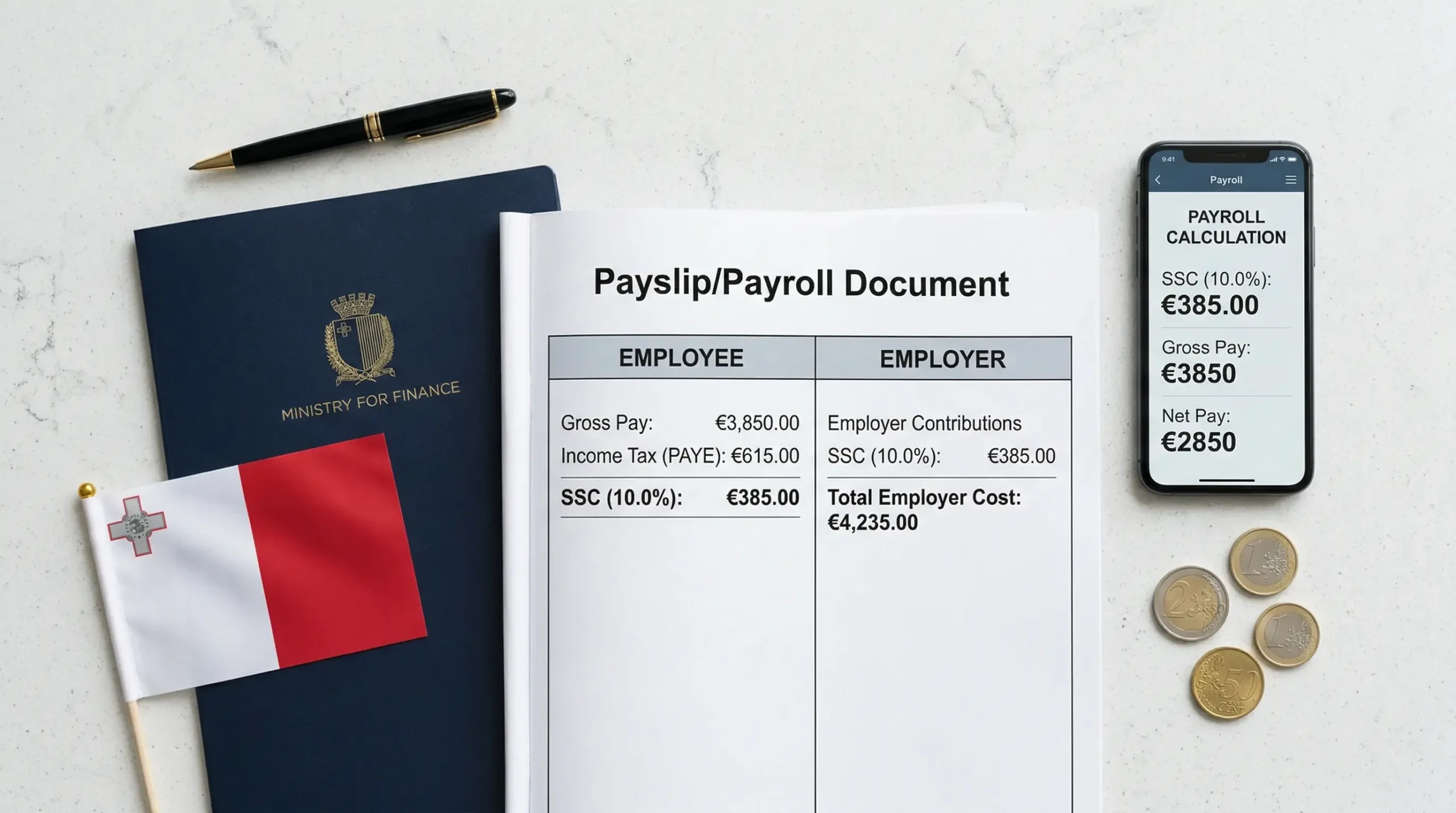 Malta SSC 2026 Class 1 and Class 2 social security contribution rates for employees and self-employed